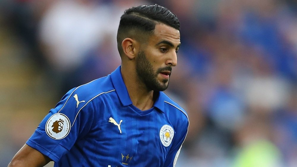 Riyad Mahrez playing for Leicester City. Goal