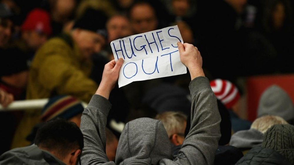 Stoke boss Hughes fumes at media. AFP