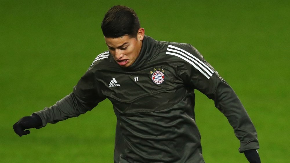 James back in Bayern training. GOAL