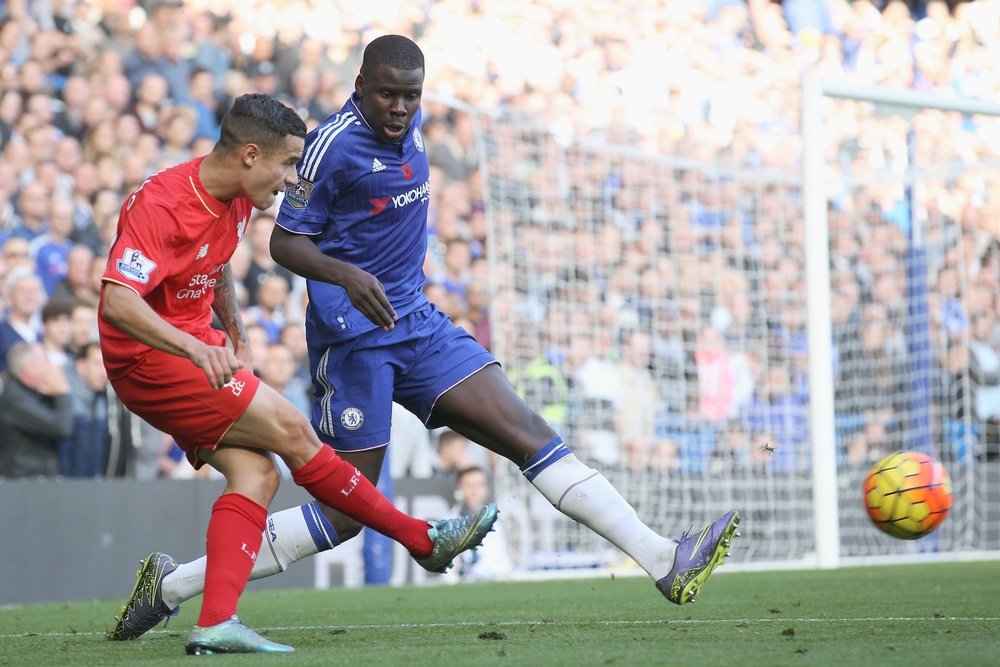 Kurt Zouma, le joueur du Chelsea, dans un match de Premier League contre Liverpool. AFP