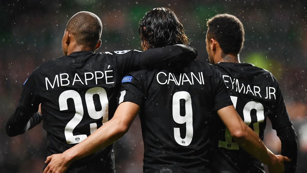 Kylian Mbappe, Edinson Cavani et Neymar, PSG-Celtic. GOAL
