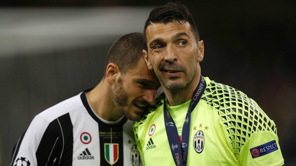 Leonardo Bonucci et Gianluigi Buffon lors de la finale de LIgue des champions avec la Juventus. AFP