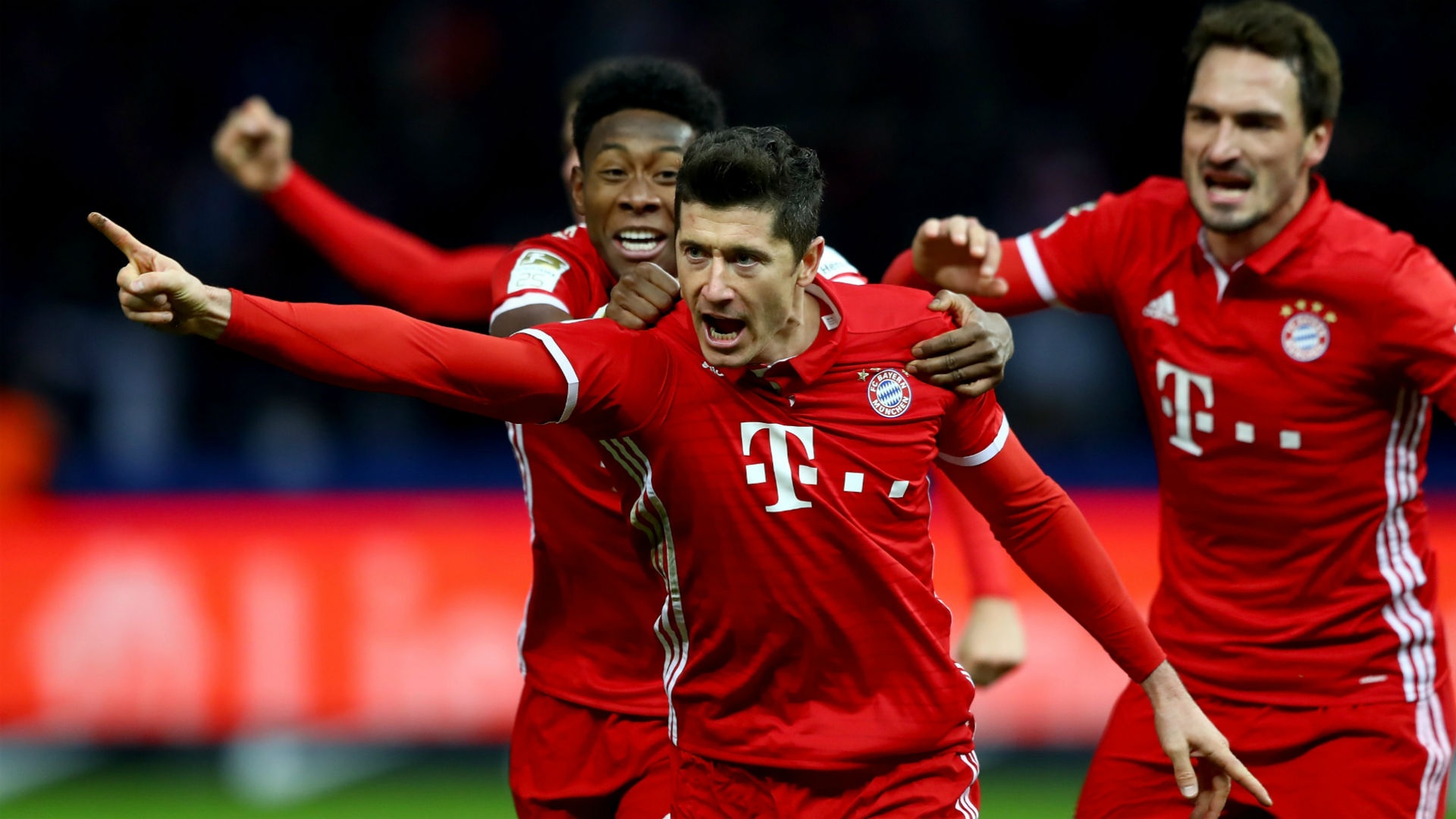 Lewandowski celebrating his equaliser. Goal