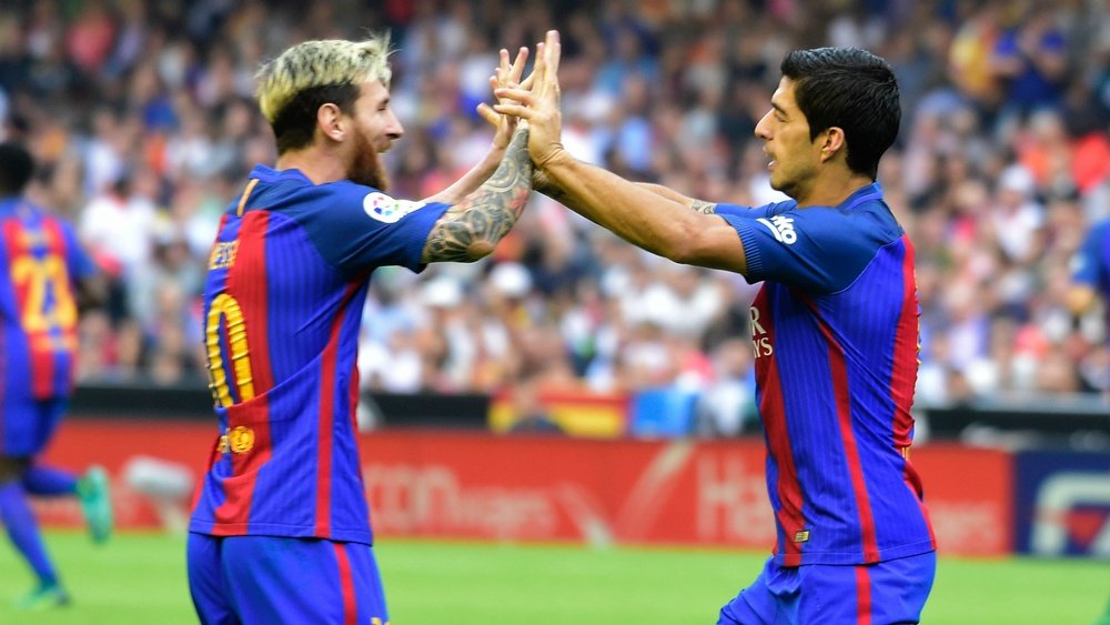 Lionel Messi & Luis Suarez Valencia CF v FC Barcelona La Liga 22102016
