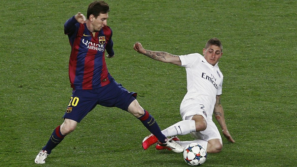 Lionel Messi Marco Verratti Barcelona PSG Champions League 04212015