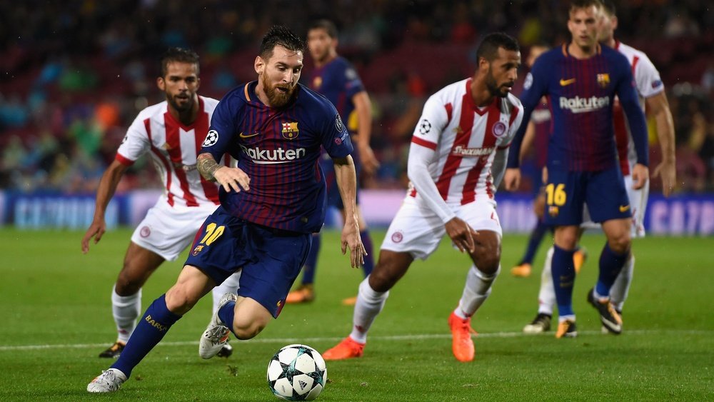 Messi's goal against Olympiacos took him to 100 in European competitions. GOAL