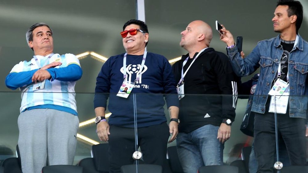 Maradona was spotted making racist gestures in the stadium. GOAL