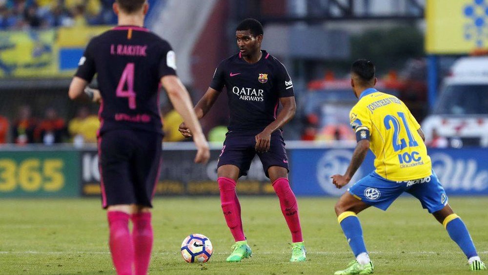 Marlon Santos turned in an assured full debut at Las Palmas. AFP