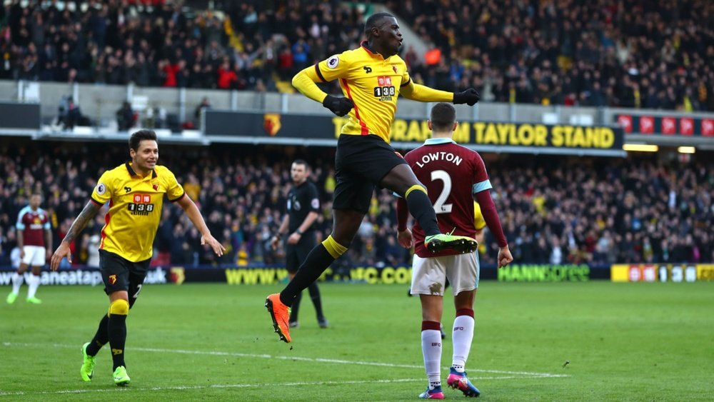 Niang after scoring for Watford on his home debut. Goal
