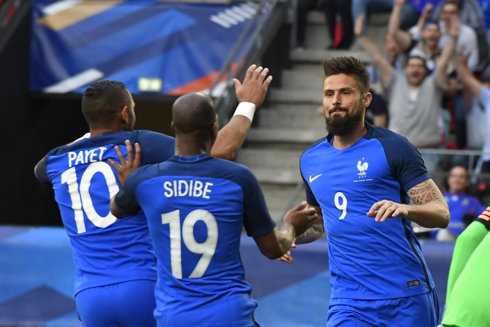Olivier Giroud, lors du match amical entre la France et le Paraguay. AFP