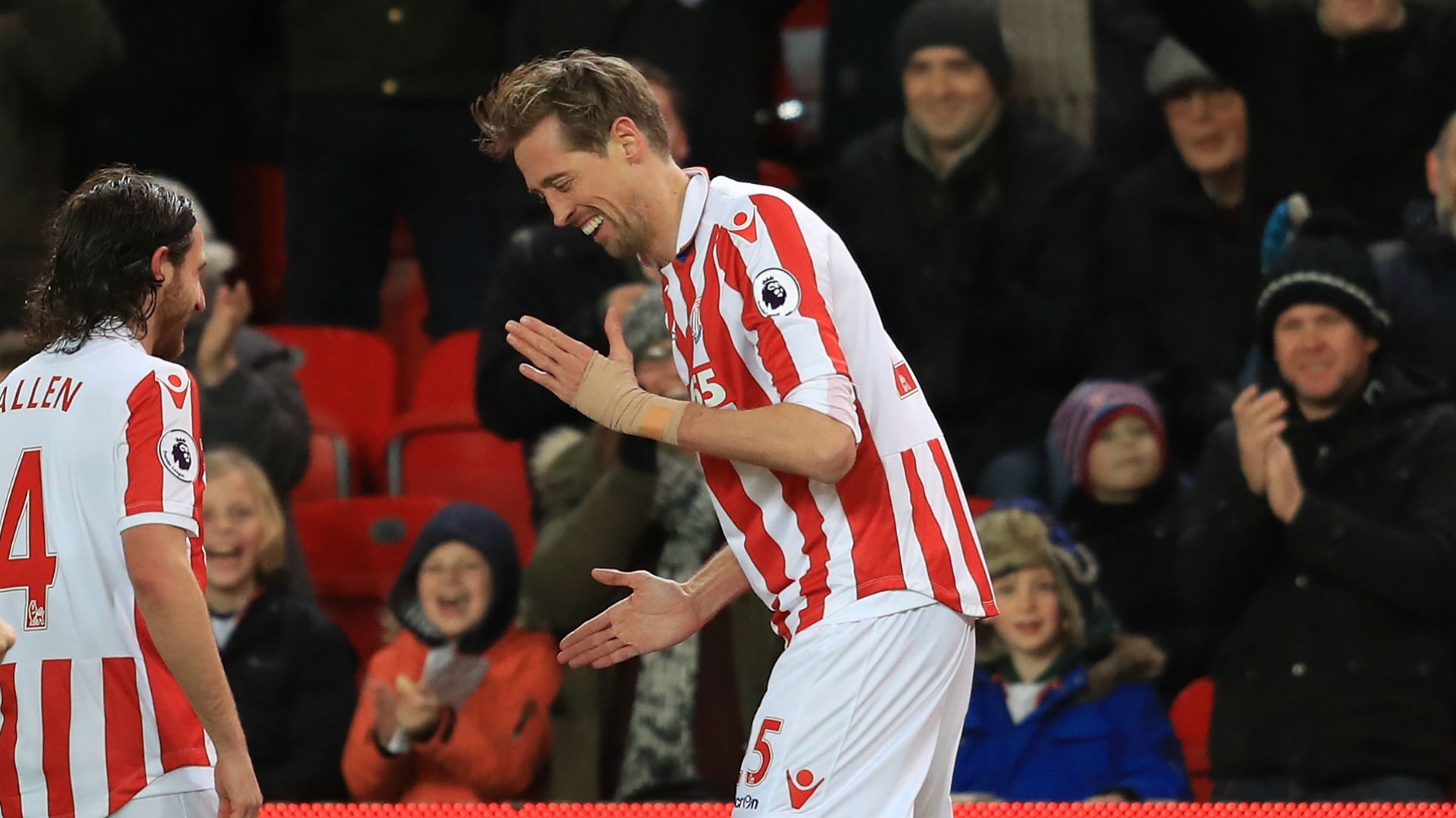 Peter Crouch celebrating his century. Goal
