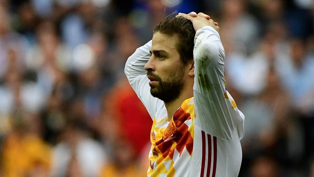 Gerard  Pique during a match with the Spanish national team. Goal