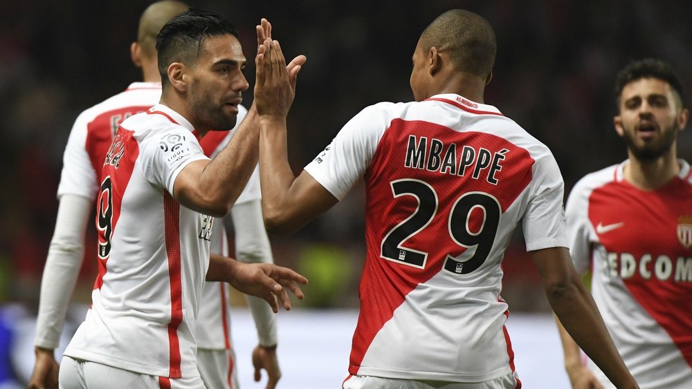 Radamel Falcao et Kylian Mbappe, Monaco-Lille, Ligue 1. GOAL