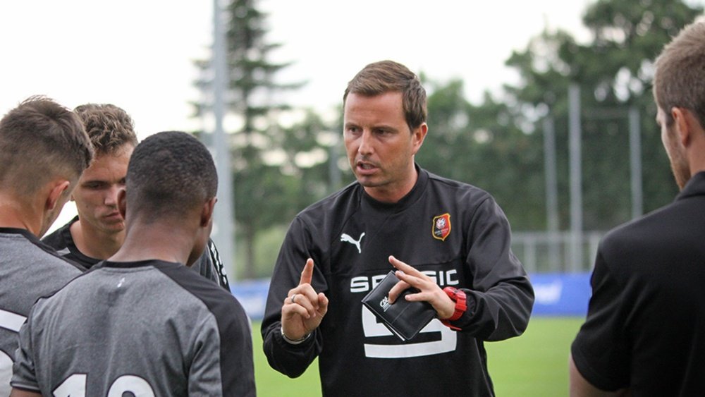 L'entraîneur du Rennes, Julien Stéphan, lors d'un entraînement. AFP