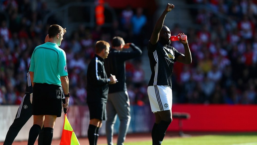 United fans sang the controversial Romelu Lukaku chant during their PL clash with Southampton. GOAL