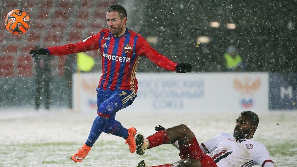 CSKA's Zoran Tosic should be used to the snow by now. Goal