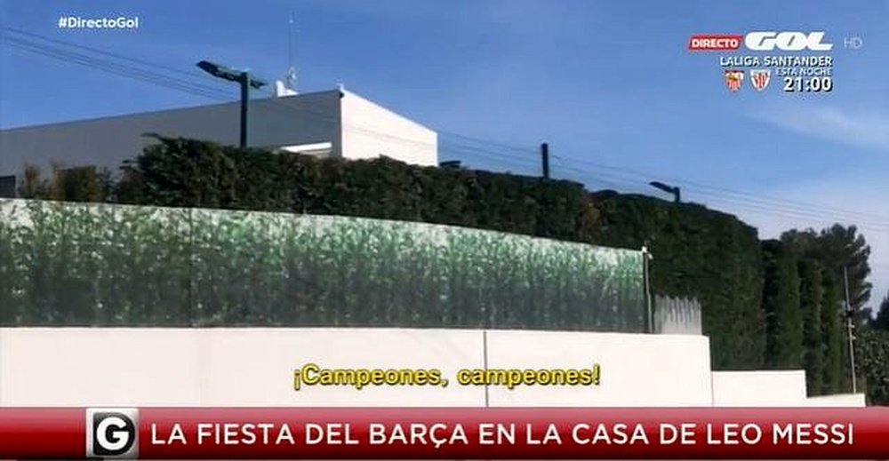 La plantilla del Barça, 'cazada' en casa de Messi. Captura/GOL