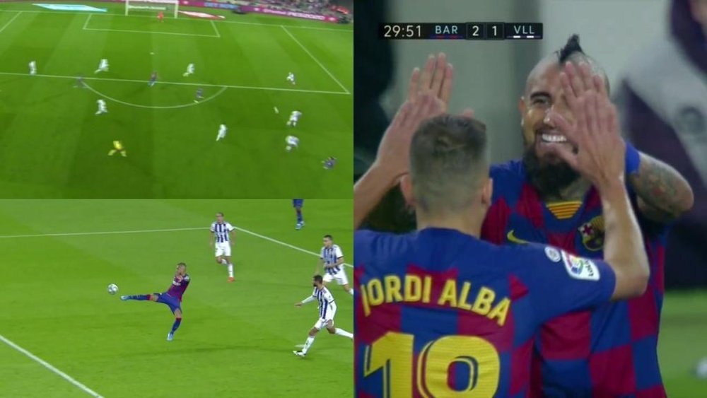 Vidal marque le 2-1. Capture/Movistar