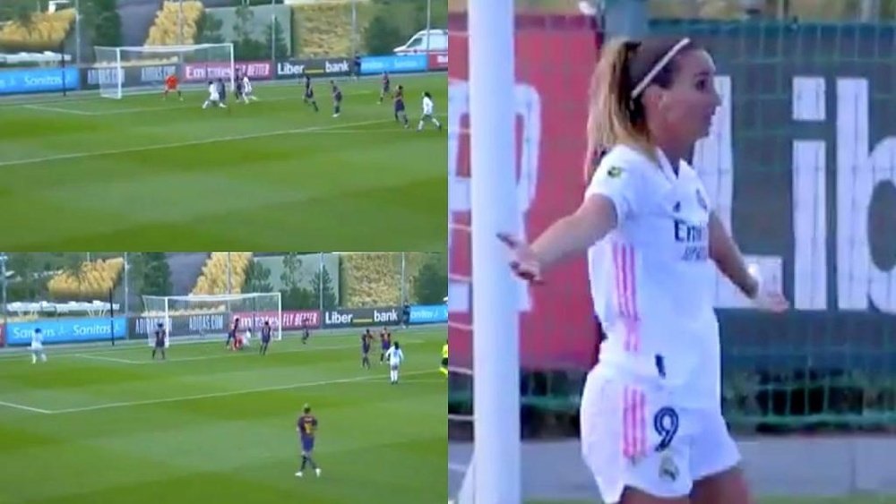 Asllani has a goal disallowed for Real Madrid versus Barca. Capturas/Teledeporte