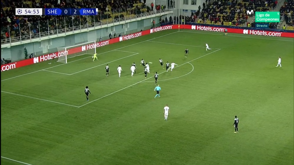 Karim Benzema hizo el 0-3 en el segundo tiempo. Captura/MovistarLigadeCampeones