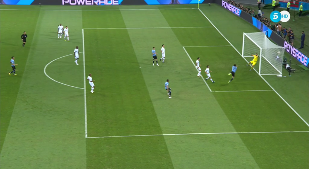 Cavani's smashing header opened the scoring for Uruguay