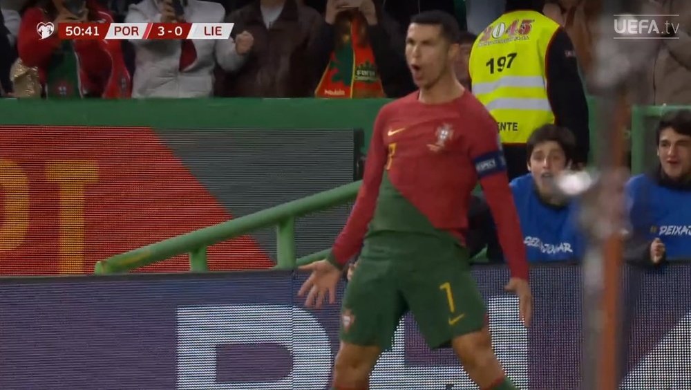 Cristiano puso el 3-0 para Portugal. Captura/UEFATV