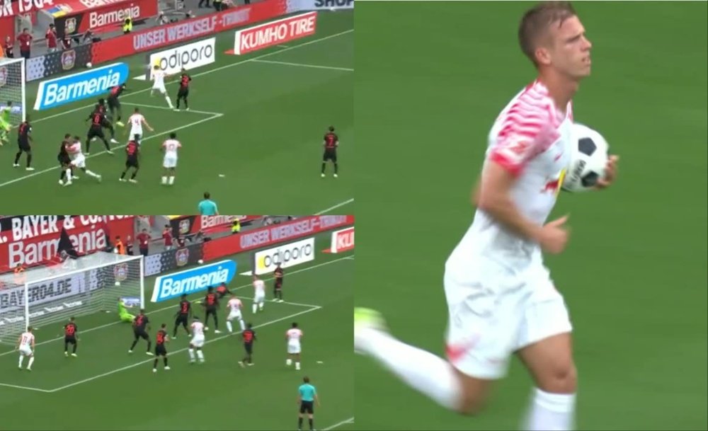Dani Olmo marcó de cabeza. Capturas/#Vamos