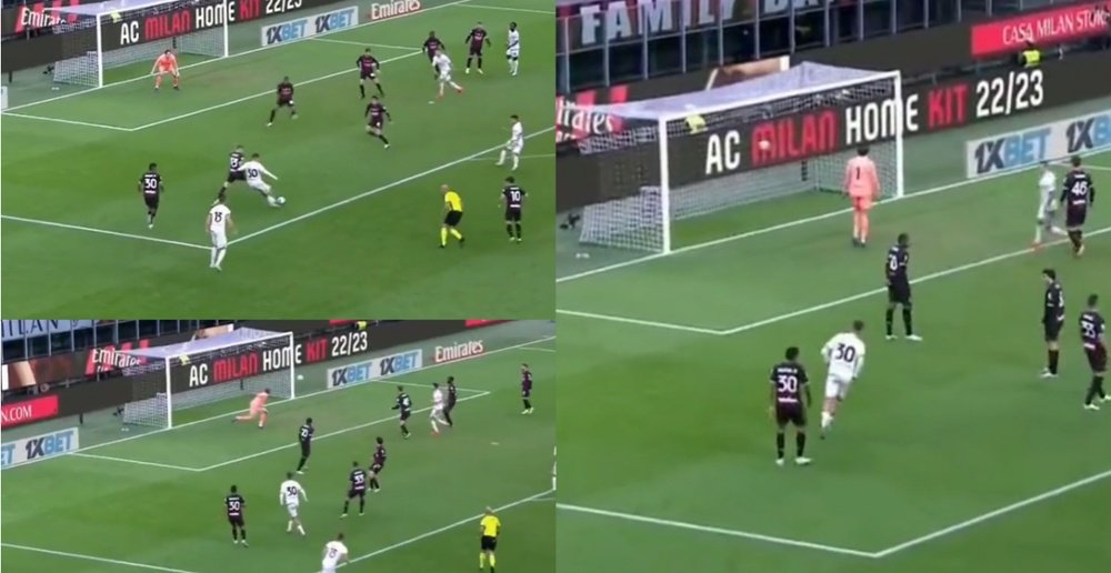 Daniel Maldini le marcó un golazo al Milan. Capturas/MovistarLigadeCampeones