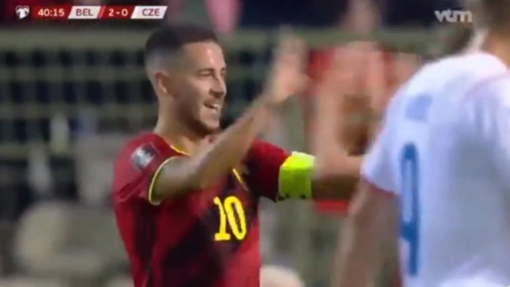 Eden Hazard hizo el 1-0 contra República Checa. Captura/VCM