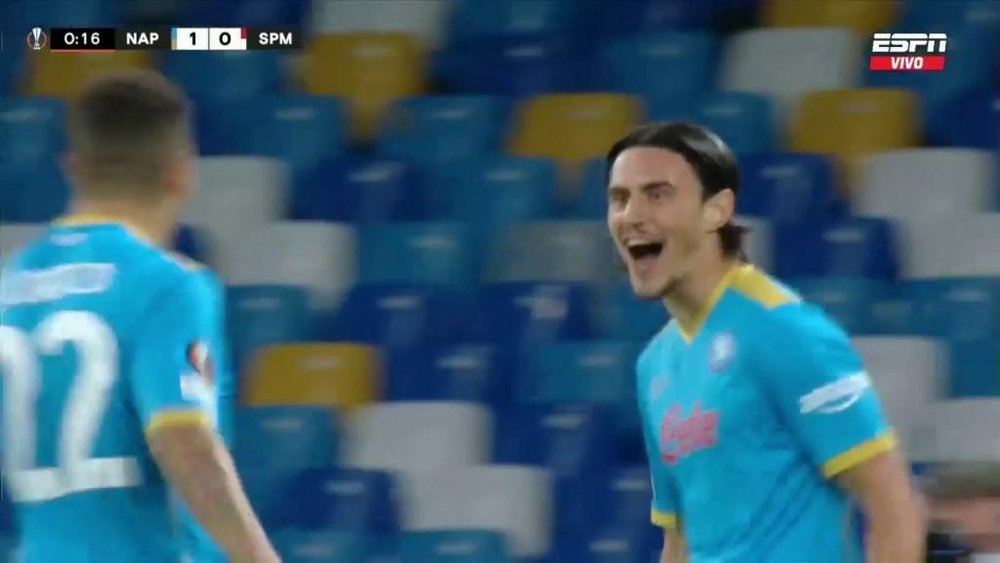 It took Napoli eleven seconds to score against Spartak Moscow. Screenshot/ESPN