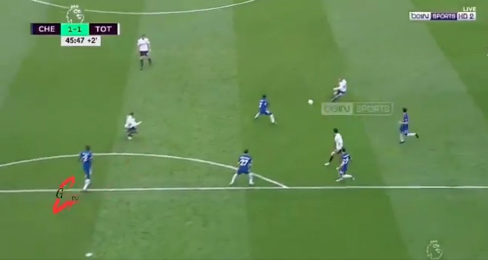 Caballero was no match for Eriksen's strike. Screenshot/beINSports