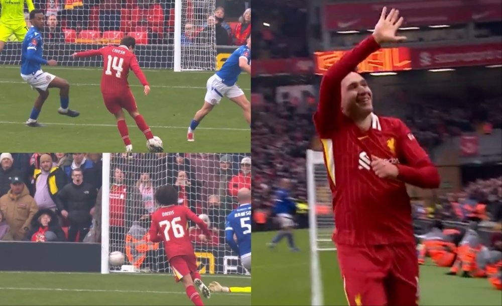 Chiesa se estrenó con el Liverpool por fin. Capturas/FACup