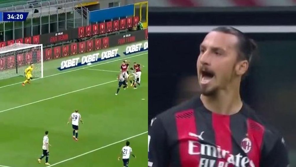 Ibrahimovic es eterno: cabezazo marca de la casa y primer gol en esta Serie A. Captura/Movistar