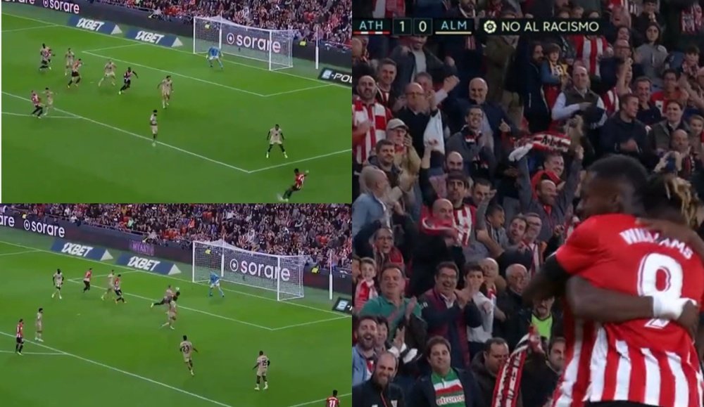 Gol de Iñaki Williams com passe do irmão Nico.Print/MovistarLaLiga