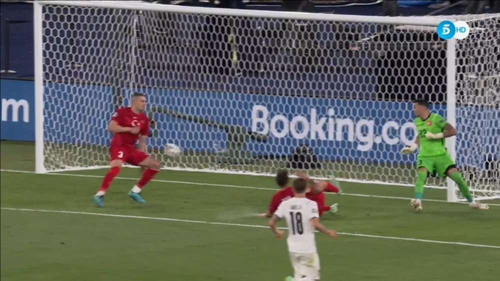Demiral marcó en propia el primer gol de la Euro 2020. Captura/Telecinco
