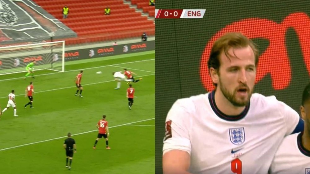 Kane adelantó a Inglaterra ante Albania. Captura/UEFATV