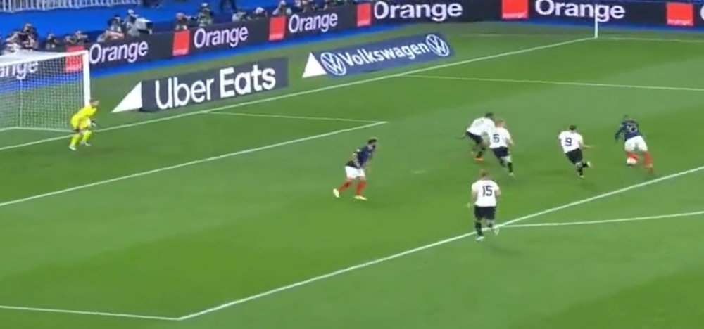 Mbappé abrió la lata en el encuentro ante Austria. Captura/SportTV1