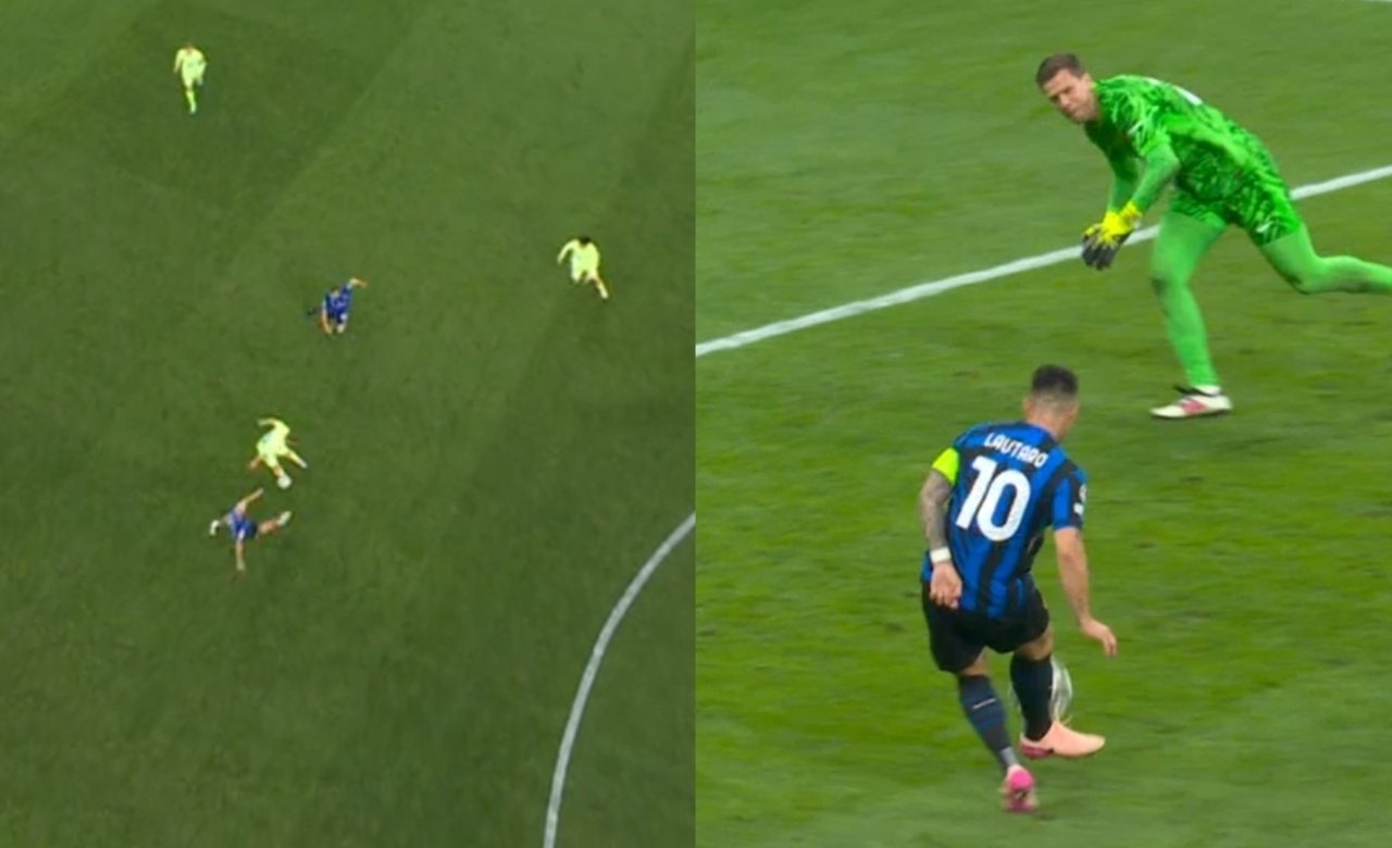 Dani Olmo se durmió, el Inter mordió y Lautaro empujó el 1-0. Captura/Movistar