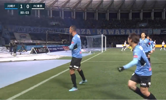 Leandro Damião marca e Kawasaki Frontale vence na estreia na J-League. Captura Dazn