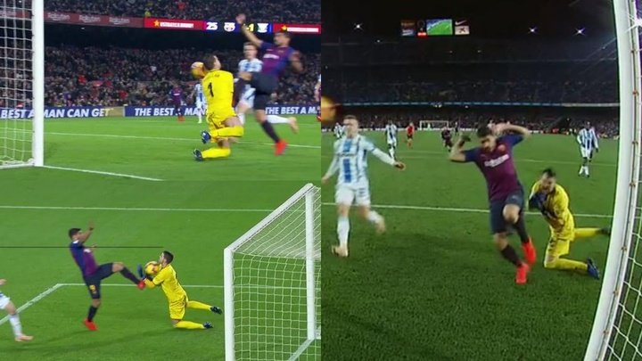 La VAR valide le but de Suárez après un choc contre Cuéllar