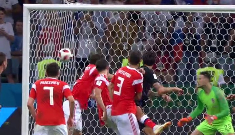 Mario Fernandes headed home to make it 2-2 in extra time against Croatia. ITV