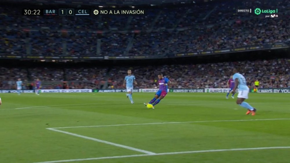 Dembélé asistió a Memphis para el 1-0. Captura/MovistarLaLiga
