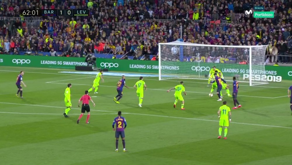 O gol que pode valer LaLiga 18-19 foi marcado por Messi. Captura/MovistarPartidazo