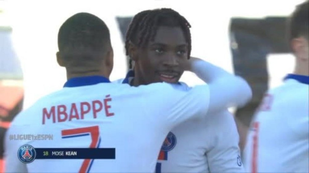 Moise Kean adelantó al PSG ante el Dijon. Captura/ESPN