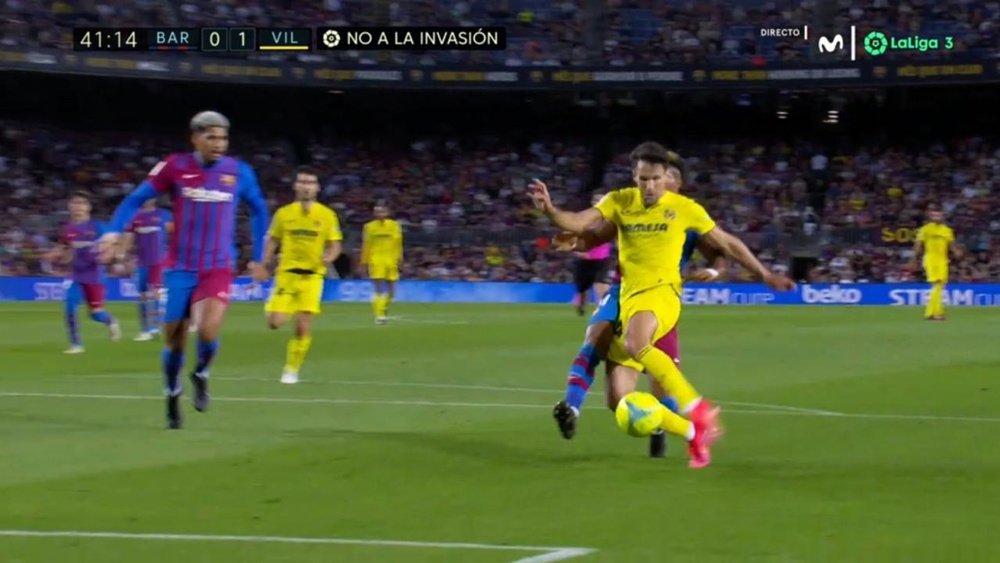 Pedraza adelantó al Villarreal en el Camp Nou. Captura/MovistarLaLiga