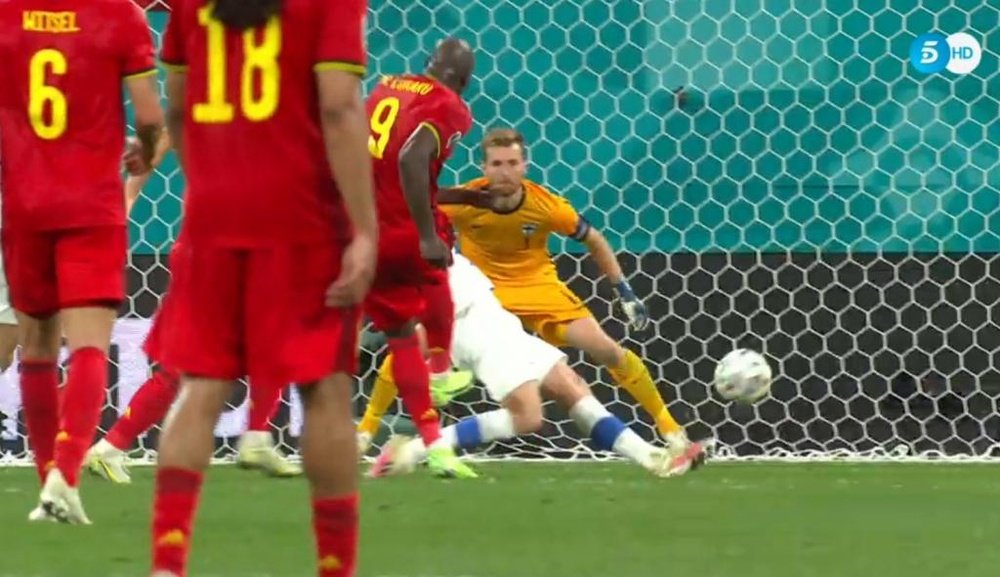 Lukaku anotó el segundo gol de Bélgica. Captura/Telecinco.