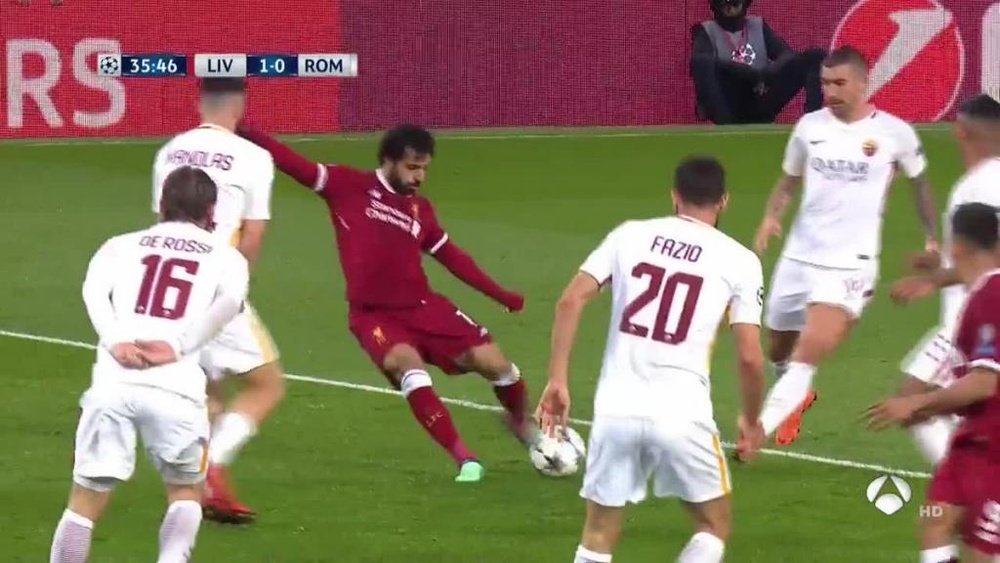 The moment Salah gave Liverpool the lead. Screenshot/A3