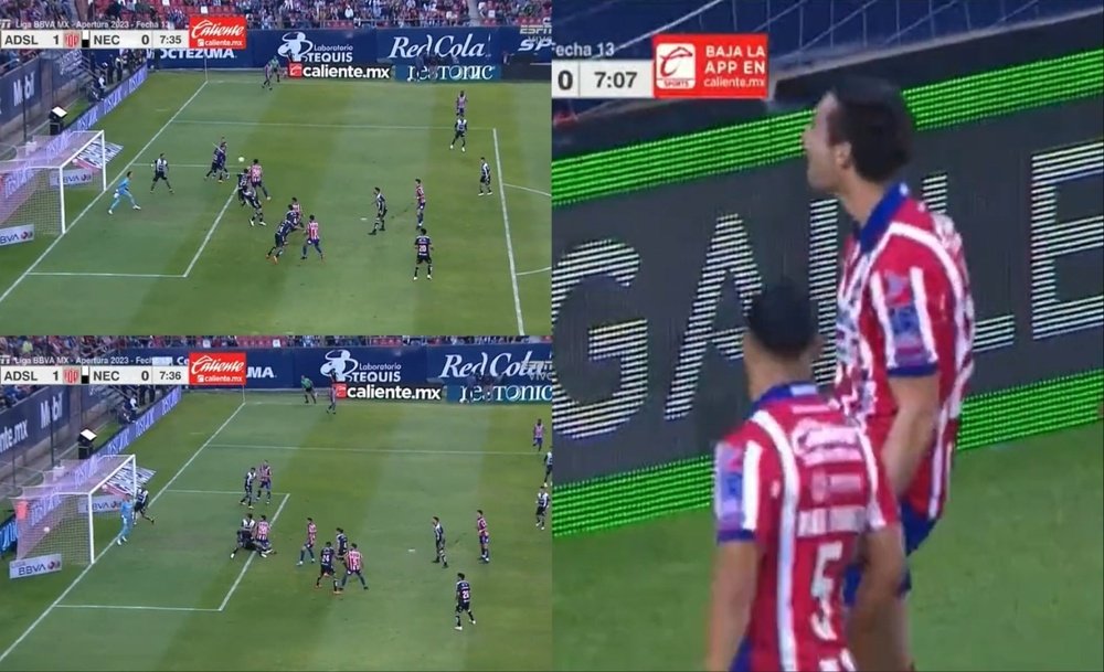 Unai Bilbao marcó para Atlético San Luis. Capturas/ESPN2