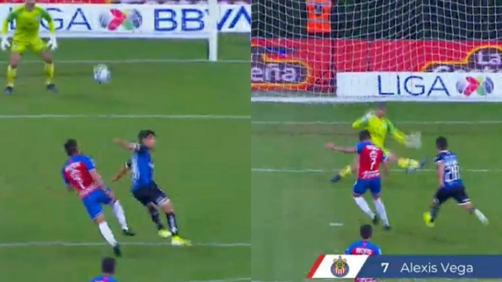 Control, sombrero y para dentro: así fue el golazo de Vega. Captura/ChivasTV