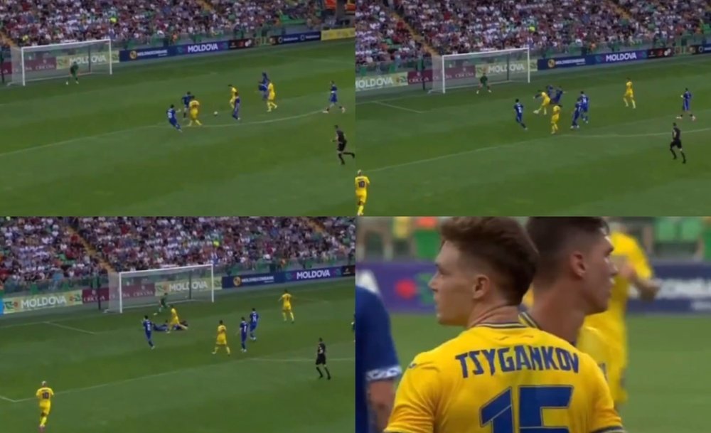 Ucrania marcó un golazo contra Moldavia. Capturas/UEFAtv